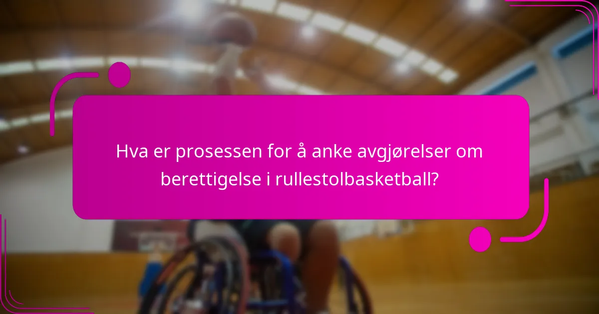 Hva er prosessen for å anke avgjørelser om berettigelse i rullestolbasketball?