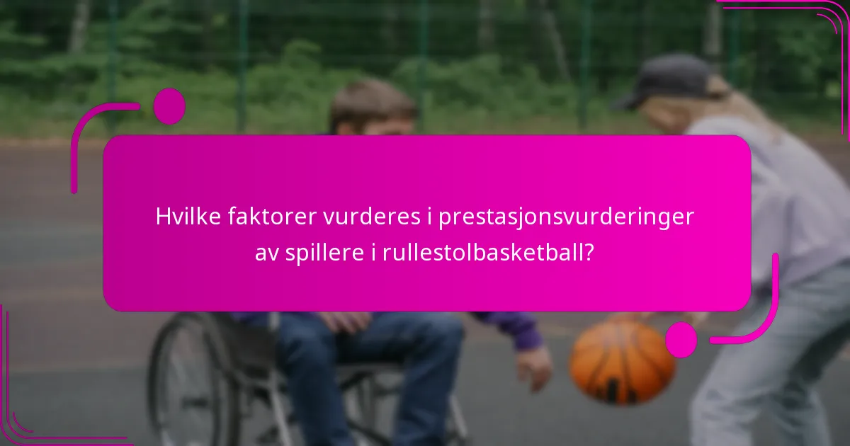 Hvilke faktorer vurderes i prestasjonsvurderinger av spillere i rullestolbasketball?
