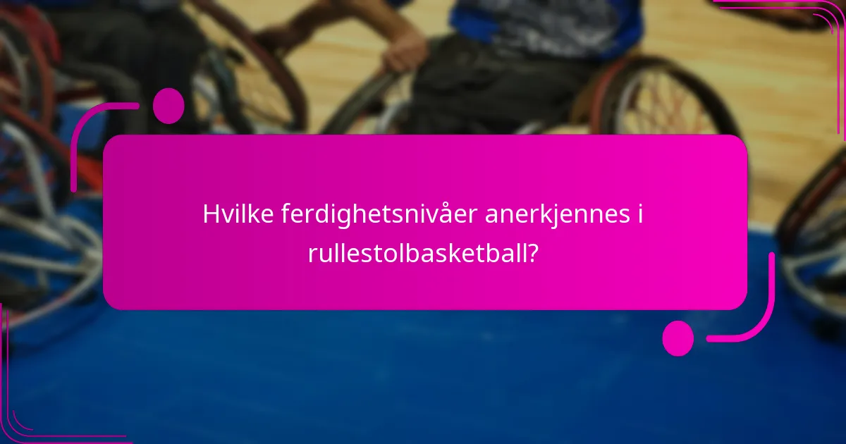 Hvilke ferdighetsnivåer anerkjennes i rullestolbasketball?