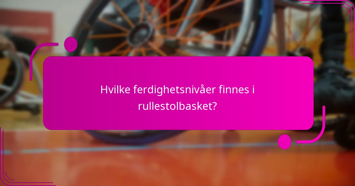 Hvilke ferdighetsnivåer finnes i rullestolbasket?